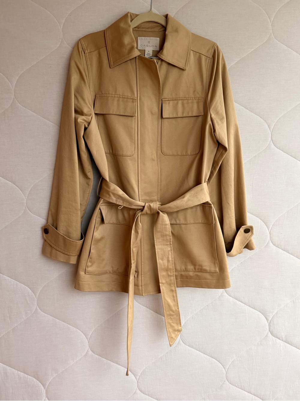 Caslon Tan Utility Jacket with Self-Tie Belt